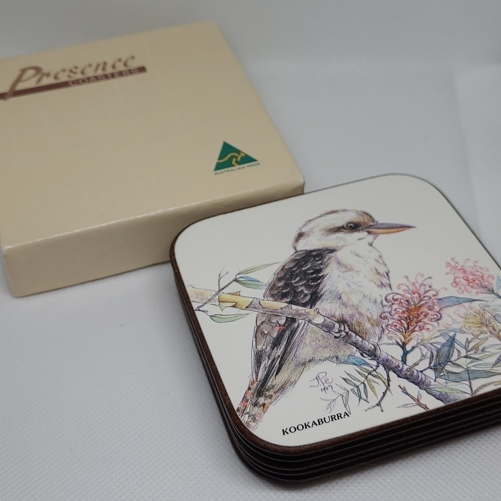 VINTAGE Presence Australian Casa Coasters, Boxed Fauna Set of 6, 1987